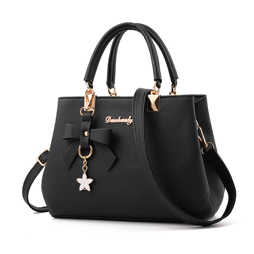 Style Litchi Pattern One-Shoulder Handbag
