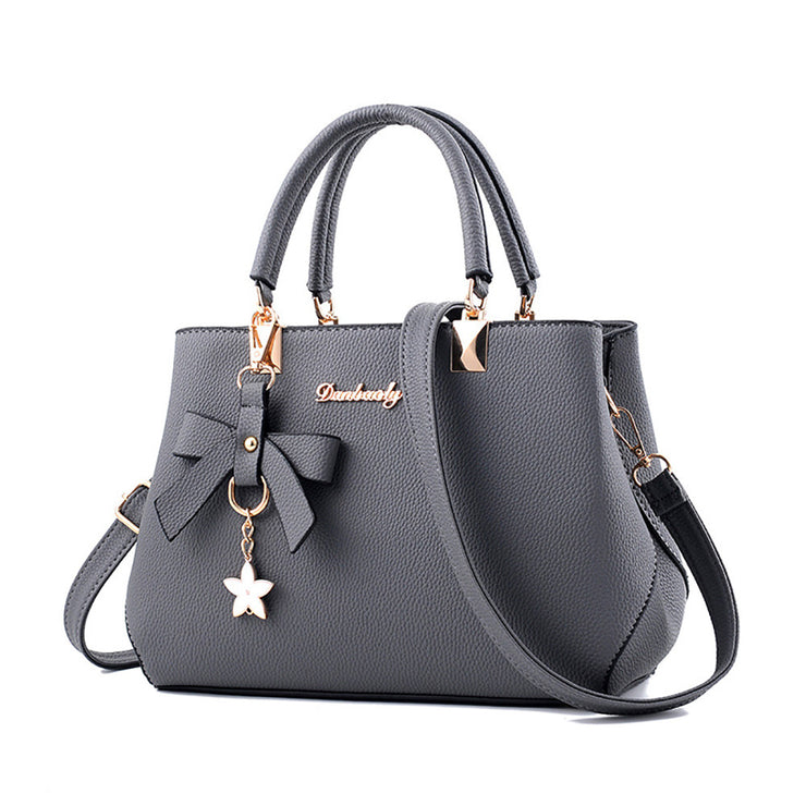 Style Litchi Pattern One-Shoulder Handbag